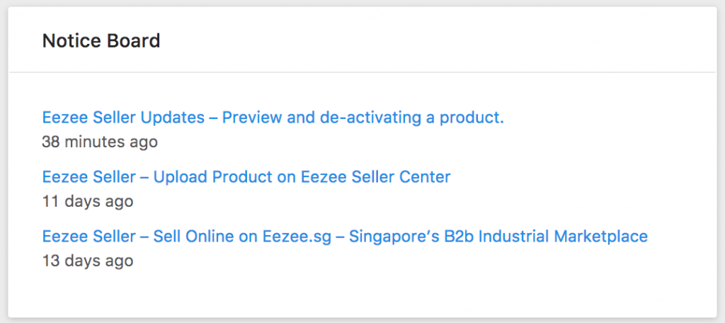 Eezee Seller Center Notice Board